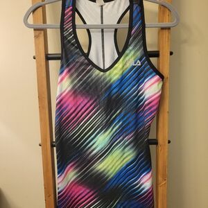 🏃‍♀️FILA MULTI STRIPED ATHLETIC RACERBACK TANK MEDIUM
